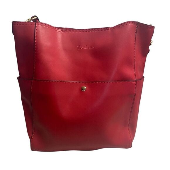 BOSTANTEN Women’s Leather Hobo Bucket Shoulder Bag Red 9X5X12 SEE DESCRIPTION - Picture 1 of 13